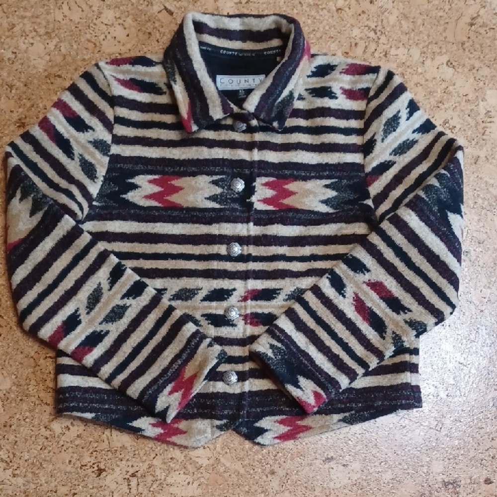 County Clothing Company Women's Aztec Design Button Jacket Size XL